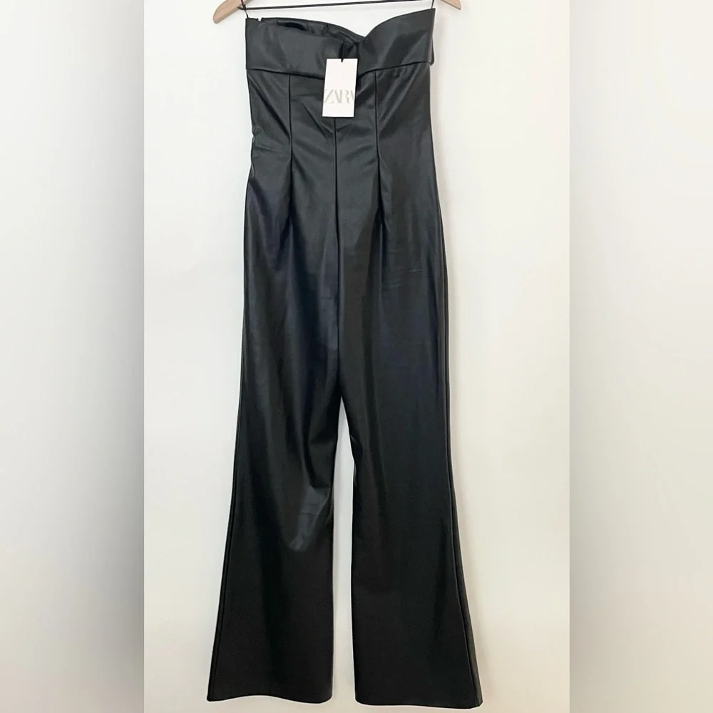 ZARA STRAPLESS FAUX LEATHER JUMPSUIT 7901/255/015